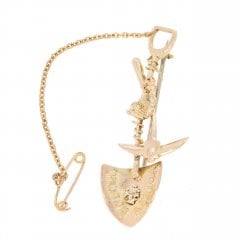 Antique Gold 'South Africa' Shovel & Pickaxe Brooch