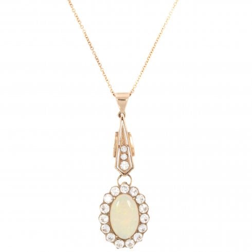 Antique Opal & White Topaz Pendant