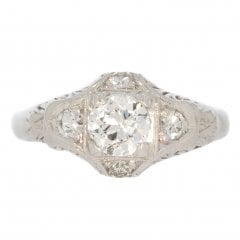 Antique Platinum Diamond Solitaire Ring
