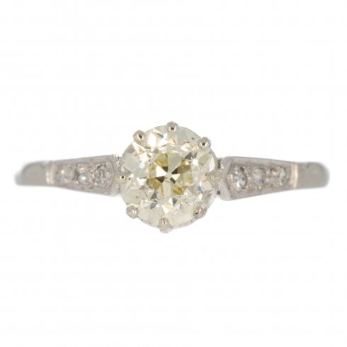 Antique Platinum Diamond Solitaire Ring
