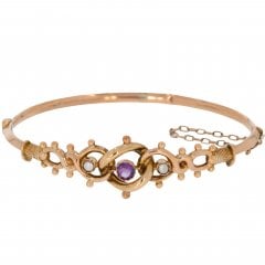 Antique Victorian Amethyst & Seed Pearl Bangle