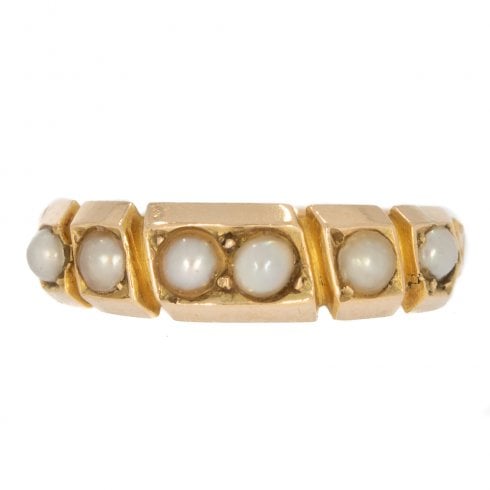 Antique Victorian Gold Cultured Pearl Half Hoop Ring