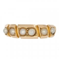 Antique Victorian Gold Cultured Pearl Half Hoop Ring