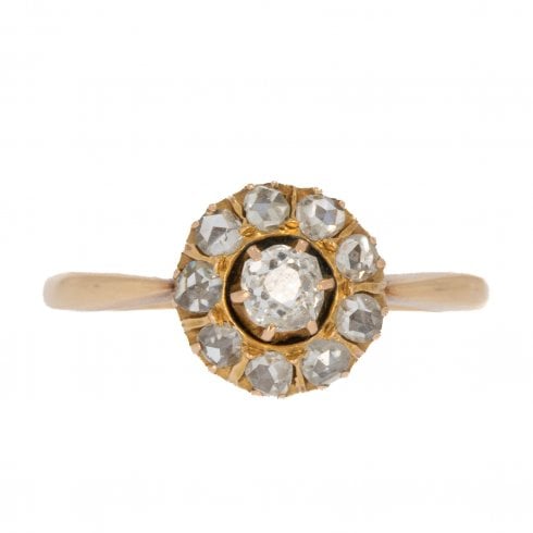 Antique Victorian Gold Diamond Cluster Ring