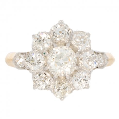 Antique Victorian Gold Diamond Daisy Cluster Ring