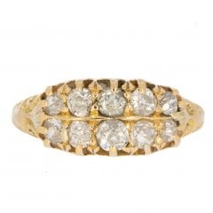 Antique Victorian Gold Diamond Two-Row Cluster Ring