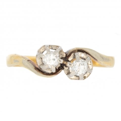 Antique Victorian Gold Diamond Two Stone Ring
