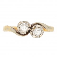 Antique Victorian Gold Diamond Two Stone Ring