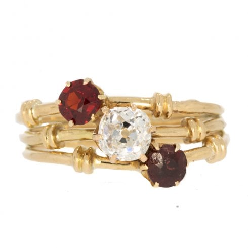 Antique Victorian Gold Garnet & Diamond Ring