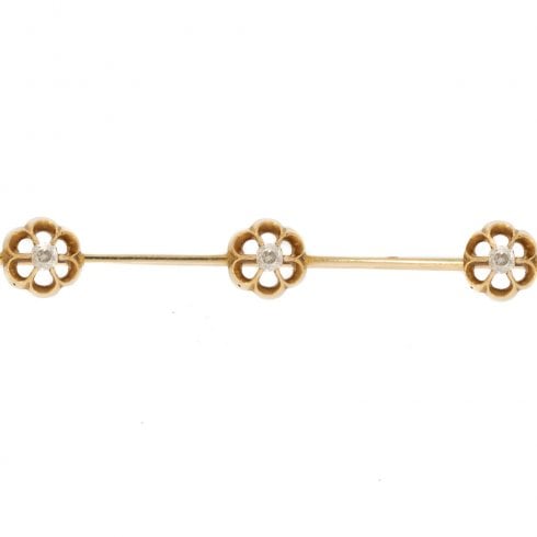 Antique Victorian Gold Old-Cut Diamond Brooch