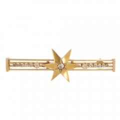 Antique Victorian Gold Old Cut Diamond Star Brooch