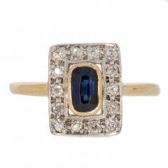 Antique Victorian Gold Sapphire & Diamond Tablet Ring