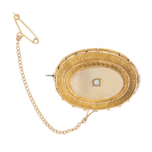 Broche Antique Victorienne Or 18k Et Platine - Ruban Nœud Papillon Avec Perles Et Diamants