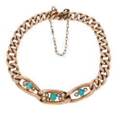 Antique Victorian Gold Turquoise & Seed Pearl Bracelet