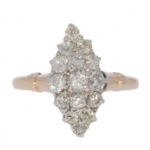 Antique Victorian Old Cut Diamond Cluster Ring
