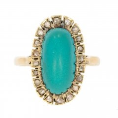 Antique Victorian Turquoise and Diamond Cluster Ring