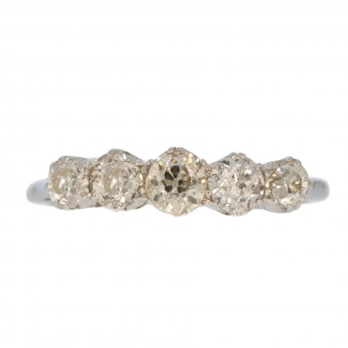 Antique Victorian White Gold Diamond Five Stone Ring