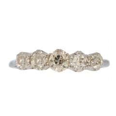 Antique Victorian White Gold Diamond Five Stone Ring