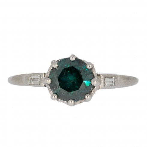 Art Deco Blue Diamond Solitaire Ring