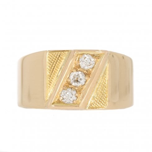 Art Deco Gold Diamond Signet Ring