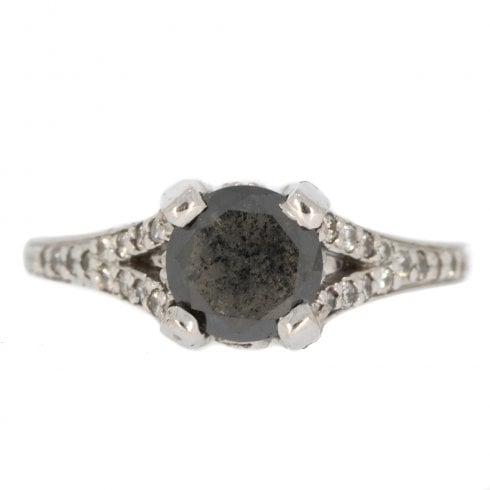 Black Diamond White Gold Solitaire Ring