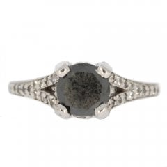 Black Diamond White Gold Solitaire Ring