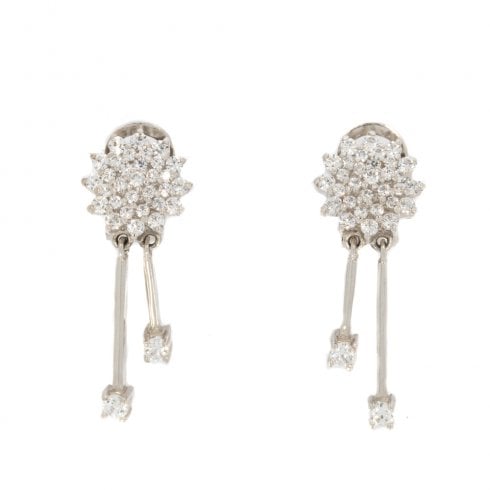 Cubic Zirconia Cluster Drop Earrings