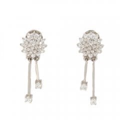 Cubic Zirconia Cluster Drop Earrings