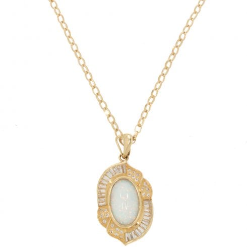 Cultured Opal & CZ Cluster Pendant
