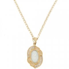 Cultured Opal & CZ Cluster Pendant