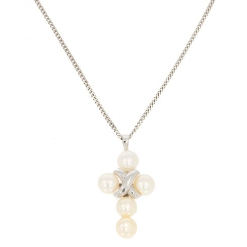 Cultured Pearl Cross Pendant