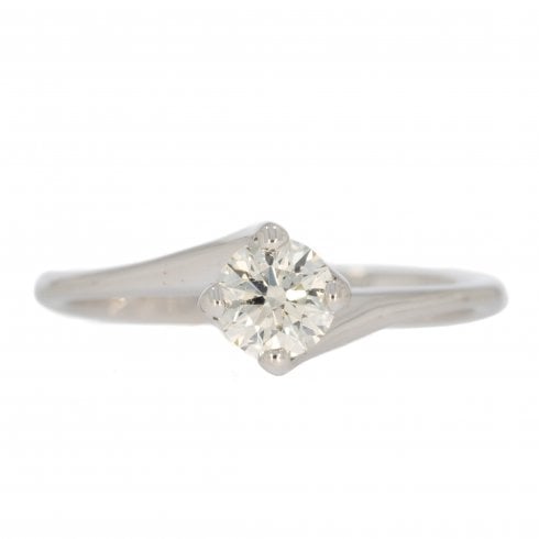 Diamond Crossover Solitaire Ring