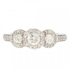 Diamond Halo Triple Cluster Ring
