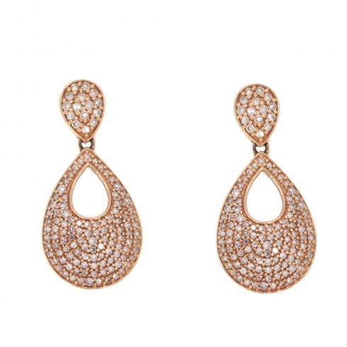 Diamond Pear-Shaped Cluster Drop Earrings