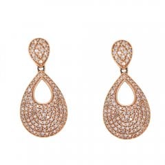 Diamond Pear-Shaped Cluster Drop Earrings