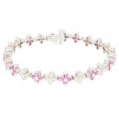 Diamond & Pink Sapphire Floral Cluster Bracelet
