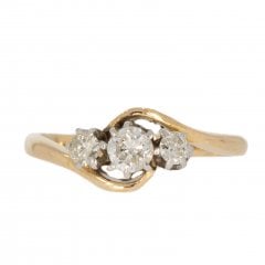 Edwardian Antique Gold Three Stone Twist Ring