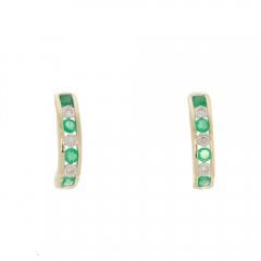 Emerald and Diamond Half Hoop Earrings