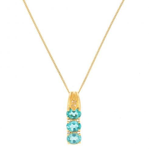 Gold Apatite and Diamond Pendant