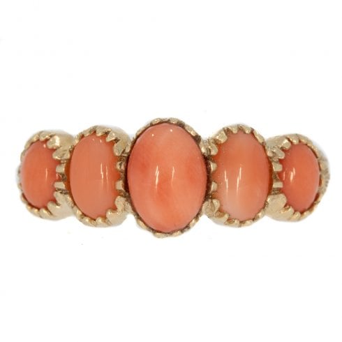 Gold Coral Five Stone Ring