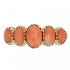 Gold Coral Five Stone Ring