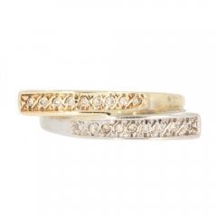 Gold Diamond Abstract Two-Row Ring