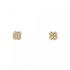Gold Diamond Clover Cluster Stud Earrings