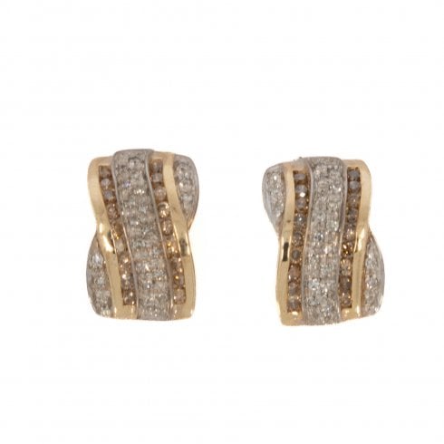 Gold Diamond Cluster Cuff Earrings