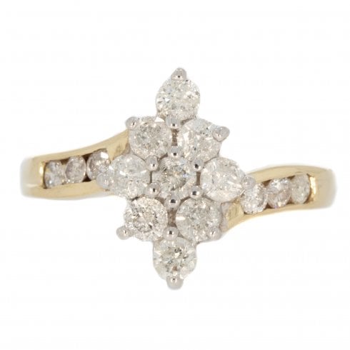 Gold Diamond Cluster Ring