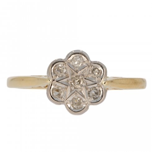 Gold Diamond Daisy Cluster Ring