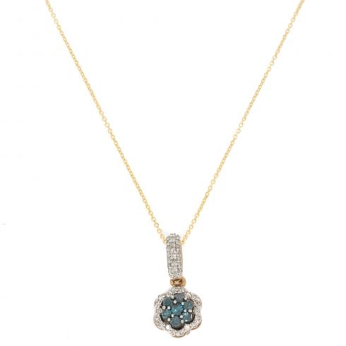 Gold Diamond Flower Cluster Pendant