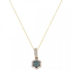 Gold Diamond Flower Cluster Pendant