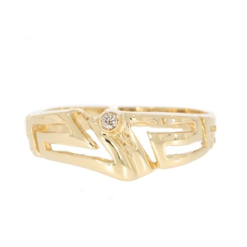 Gold Diamond Greek Key Ring
