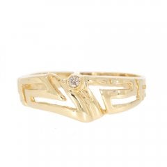 Gold Diamond Greek Key Ring